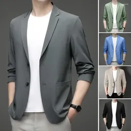 Men's Jackets Men Lightweight Suit Coat Formal Summer Business With Lapel Double Buttons Stylish Solid Color Cardigan For Work