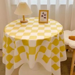 Table Cloth Checkerboard Checkered Round Nordic Style Light Luxury High-end Sense Dining Fabric Tea D5R2407