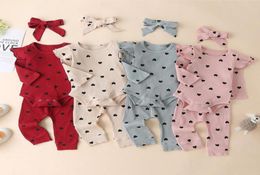 Clothing Sets Children Products Suit 3pcs Autumn Korean Girl Casual Strip Set Long Sleeve Romper Trousers hair Ring Underwear3224392