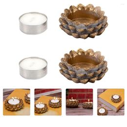 Candle Holders 2 Pcs Pine Cone Holder Rustic Vintage Candleholders Candlestick Adornment Ornaments Resin Retro Party Props