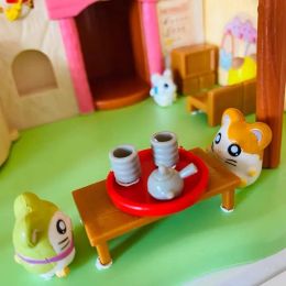 New Cute Japan Anime Hamtaro Bijou Basement Hamster House Series Figure Model Toys With 12PCS Doll Set Kids Children Gifts