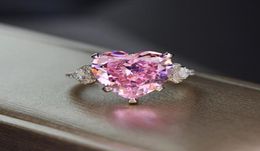 Heart Cut 5ct Pink Sapphire Diamond Ring 925 Sterling Silver Engagement Wedding Band Rings For Women Fine Jewellery women RRU14 jewe1317642