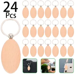 Keychains 24Pcs Wooden Keychain Blanks Wood Tags With Key Ring Chain