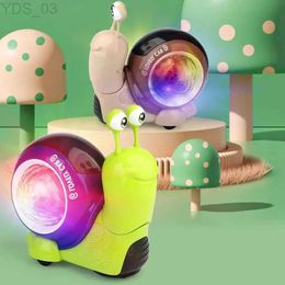 Electric/RC Animals HOT SALE Electric Glowing Snail Hermit Crab Rotating Walking Music Light Projection Cartoon Animal Model Kids Educational Toys YQ240402