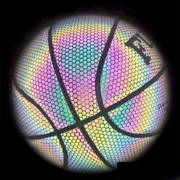 Balls Selling Pu Basketball Reflective Ball Illuminated Size 7 5 Outdoor Gift 230520 Drop Delivery Sports Outdoors Athletic Accs Dhenw