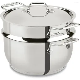 Cookware Sets Specialty Stainless Steel Stockpot Multi-Pot With Strainer 3 Piece 5 Quart Induction Oven Broiler Safe 600F