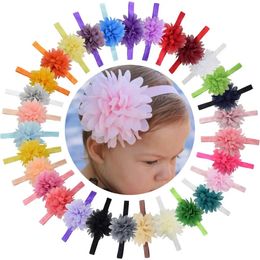 30PCS Girls Headbands Chiffon Flower Bows Soft Strecth Bands Hair Accessories for borns Infants Toddlers and Kids 240328