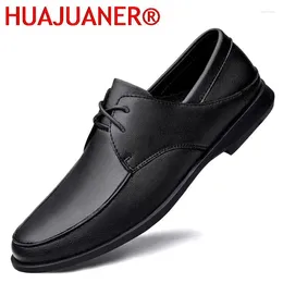 Casual Shoes Fashion Men's Genuine Leather Oxford Men Soft Lace-up White Middle-aged Hollow Breathable Dress Flats