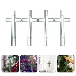 Decorative Flowers 4 Pcs Cross Garland Metal Wreath Frame Decor Iron Wire Rings Making Tool Frames