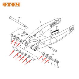 OTOM Racing Dirt Bike Swing ARM Complet Repair Kit Oil Seals Bushing Needle Bearing For Yamaha YZ250F YZ450F YZ450FX WR250F 450F