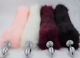 Artificial plush Fox Tail Butt Anal plug 40cm long Metal butt Anal Sex Toys Fox cosplay5660506