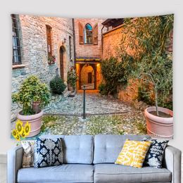 Tapestries Street View Tapestry Traditional European Town Alley Scenery Wall Hanging Living Room Bedroom Fashion Home Decor