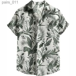 Men's Casual Shirts Hawaiian Shirt For Men 3d Print Tropical Plant Palm Tree Short Sleeves Beach Summer Casual Button Down Blouse Street Clothes 240402