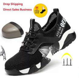 Boots Men Women Steel Toe Work Safety Shoes Lightweight Breathable Reflective Casual Sneaker Prevent Piercing Women Protective Boots