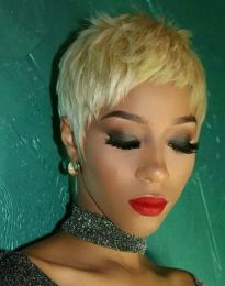 Wigs BeiSDWig Heat Resistant Synthetic Hair Wigs for Black/White Women Mixed Blonde Hair Pixie Cut Wig Women Short Hairstyle