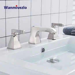 Bathroom Sink Faucets Modern Dual Handle Basin Faucet Cold And Water Vessel 3 Installation Hole Mixer Tap