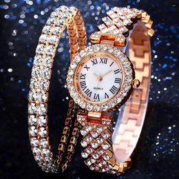 Wristwatches 2024 Luxury Watches Women Diamond Rhinestone Fashion Elegant Wristwatch Quartz Watch Ladies Clock For Girl Relogio Feminino
