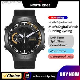 Wristwatches North Edge Mens Intelligent World Countdown Speed Stopped Mens Military Intelligent Swimming Waterproof 50 Metres L240402