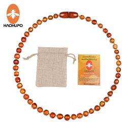 Necklaces Hao Hu Po Classic Original Baltic Amber Teething Necklace Iron Thread Clasps Safe and Durable Certificate with Jute Bag
