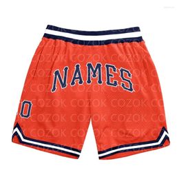 Men's Shorts Custom Orange Colour Authentic Basketball 3D Printed Men Name Mumber Quick Drying Beach