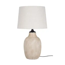 Vases 24.5" Ribbed Table Lamp Distressed Texture Natural Finish