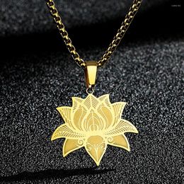 Pendant Necklaces CHENGXUN Elegant Yoga Lotus Flower Necklace For Women Men Buddhist Charm Neck Chain Lover Amulet Jewellery
