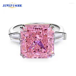 Cluster Rings Romantic 925 Sterling Silver Square 12MM Crushed Cut Pink Sapphire Aquamarine Wedding Engagement Ring Jewelry Drop