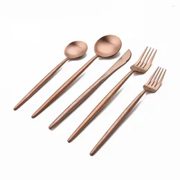 Dinnerware Sets 1Set Rose Matte Set Stainless Steel Cutlery Dinner Hone Knife Fork Spoon Kitchen Silverware Tableware Supply