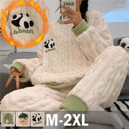 Home Clothing Coral Fleece Pyjama Sets Women Sleepwear Winter Thick Velvet Warm Lovely Sweet Chic Thermal Female