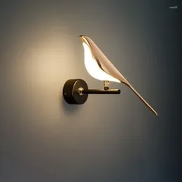 Wall Lamp Creative Bird 360° Rotatable LED Lamps Bedroom Bedside Indoor Golden Touch Switch Lights Lighting