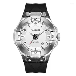 Wristwatches HANBORO Men Automatic Watch 42mm Mechanical Wristwatch 50M Waterproof Acrylic Case Sapphire Mirror Luminous