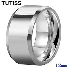 TUTISS 10mm 12mm Men Women Tungsten Couple Ring Trendy Wedding Band Bevel Edges Comfort Fit 240401