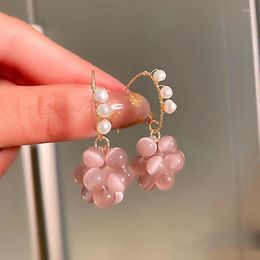 Dangle Earrings Trendy Exquisite 14k Real Gold Purple Opal Grape Shape Drop For Women High Quality Jewellery Baroque Pearl Weddings Party