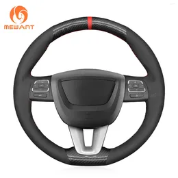 Steering Wheel Covers MEWANT Black Carbon Fiber Suede Car Cover For Seat Leon Alhambra Toledo Altea 2009-2012