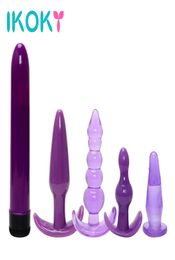 IKOKY 5PcsSet Anal Plug Dildo Vibrator Sex Toys for Men Women Prostate Massager Butt Plug Erotic Finger Toys Adult Products Y18922634858