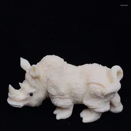 Decorative Figurines Resin Animal Rhino Handmade Sculpture Cute Home Room Office Car Decorations Characteristic Small Gift