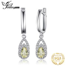 Earrings JewelryPalace Pear Natural Lemon Quartz 925 Sterling Silver Dangle Hoop Earrings for Woman Gemstone Fine Jewelry Birthday Gift