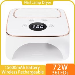 Kits Wireless Nail Dryer Led Nail Lamp 72w Rechargeable 15600mah Uv Lamp for Curing All Gel Nail Polish Manicure Polish Professional