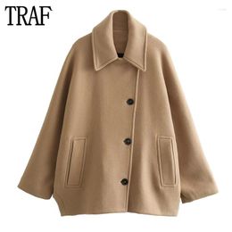 Women's Jackets Faux Wool Long Coat For Women Winter Oversized Jacket Sleeve Button Woman 2024 Streetwear Warm Outerwear