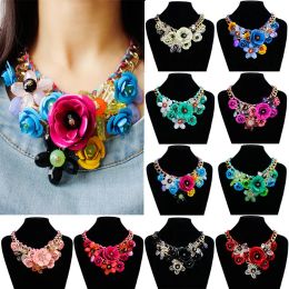 Bracelets Romantic Fresh Colourful Short Fashion Women Jewellery Choker Necklaces Five Flower Necklace Popular Accessories Chunky Necklace