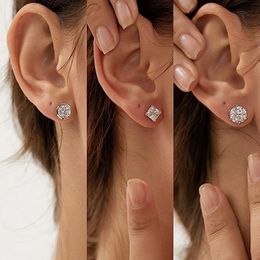 Geometric 6mm Zircon Earrings for Women's Fashion Versatile Single Diamond Earrings Wholesale