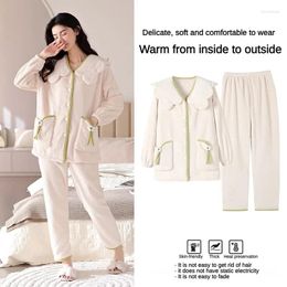 Home Clothing Flannel Women Pajamas Set Spring And Autumn Leisure Can Be Worn Outside The Long-sleeved Long Pants Sleepwear Homewear Suit