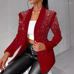 Women's Suits 2024 Spring Summer Clothing Solid Colour Bubble Beads Large Lapel Long Sleeve Suit Coat