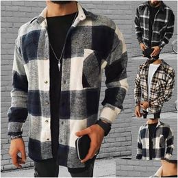 Giacche da uomo 2022 Marca Moda Primavera Plaid Casual Camicie di flanella Manica lunga Morbido Comfort Slim Fit Stili Giacca da uomo Camicia cardigan Dh7Fm