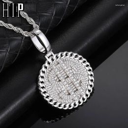 Pendant Necklaces Hip Hop Round US Dollar Medallions Cubic Zircon Stones Micro Paved CZ Necklace Charm Chains Women Men Jewelry Gift