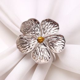 2/4/6/8pcs Simple Plum Napkin Buckle 5 Petals Lucky Flower Napkin Ring for Wedding Christmas Hotel Home Table Decor
