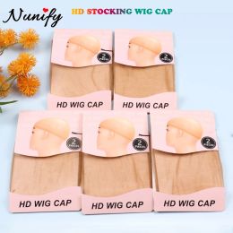 6/12Packs Hd Wig Caps Ultra Thin Stocking Cap Hd Mesh Lace Hairnet For Lace Front Hd Sheer Wig Cap Hair Cap Wig Styling Tools