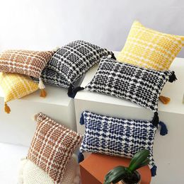 Pillow Tassels Woven Throw Case 30x50/45x45cm Double-sided Striped Yellow Blue I Cover For Living Room Home Decoration