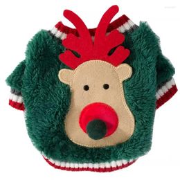 Dog Apparel Green Red Christmas Clothes Cute Elk Fleece Poodle Teddy Bichon Winter Warm Pet Festive Two Leg Pullover Small Dogs Clothing