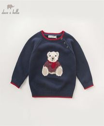 DB5905 dave bella autumn infant baby boys navy bear pullover sweater kids lovely clothes toddler children knitted Sweater SH1909079499618